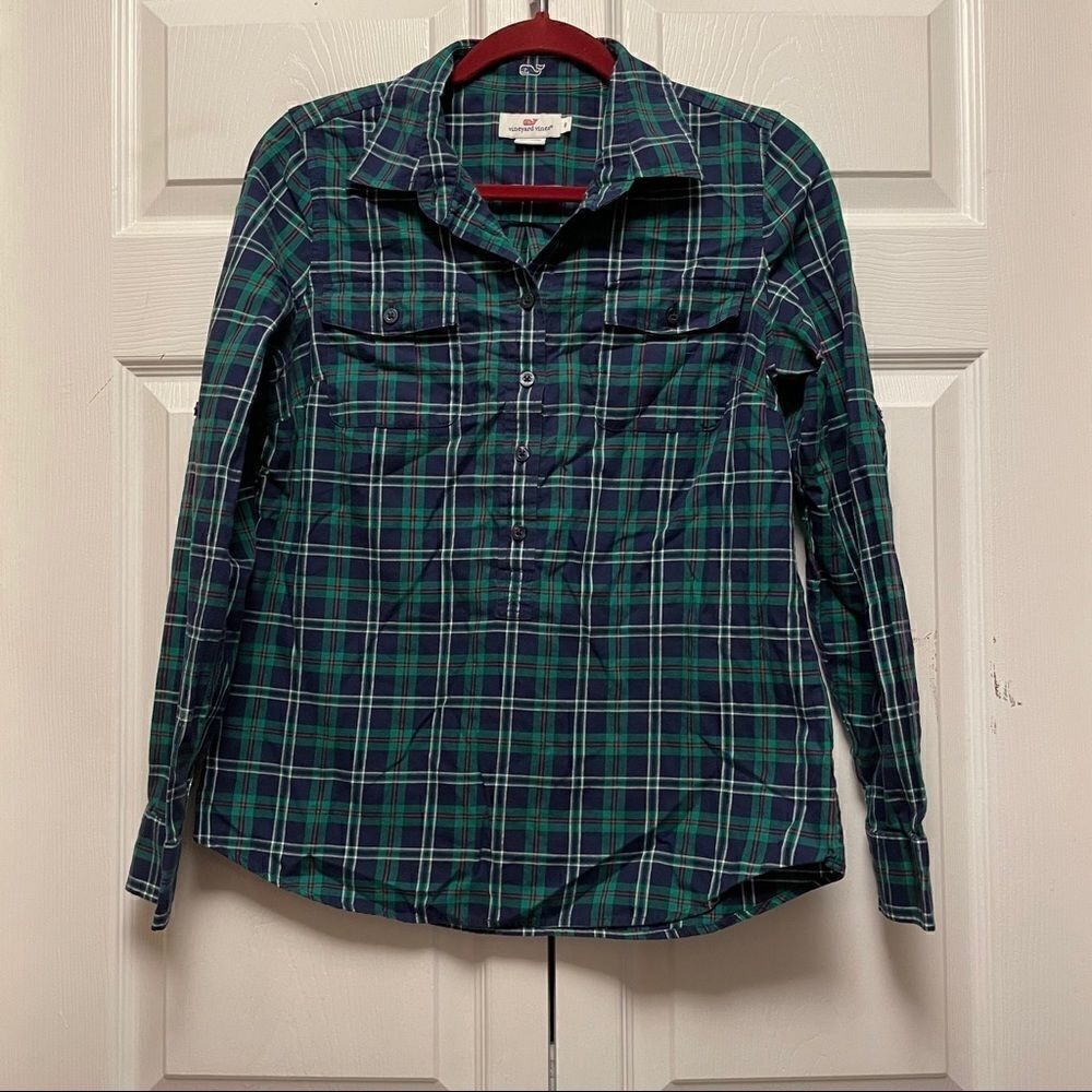 Vineyard Vines Plaid Flannel Popover Shirt
